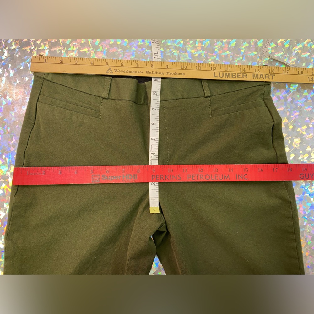 Banana Republic Mid Rise Sloan Trouser Pants Olive Green Preppy Classy Chic 10 - Picture 4 of 10